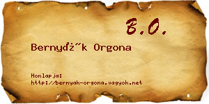 Bernyák Orgona névjegykártya